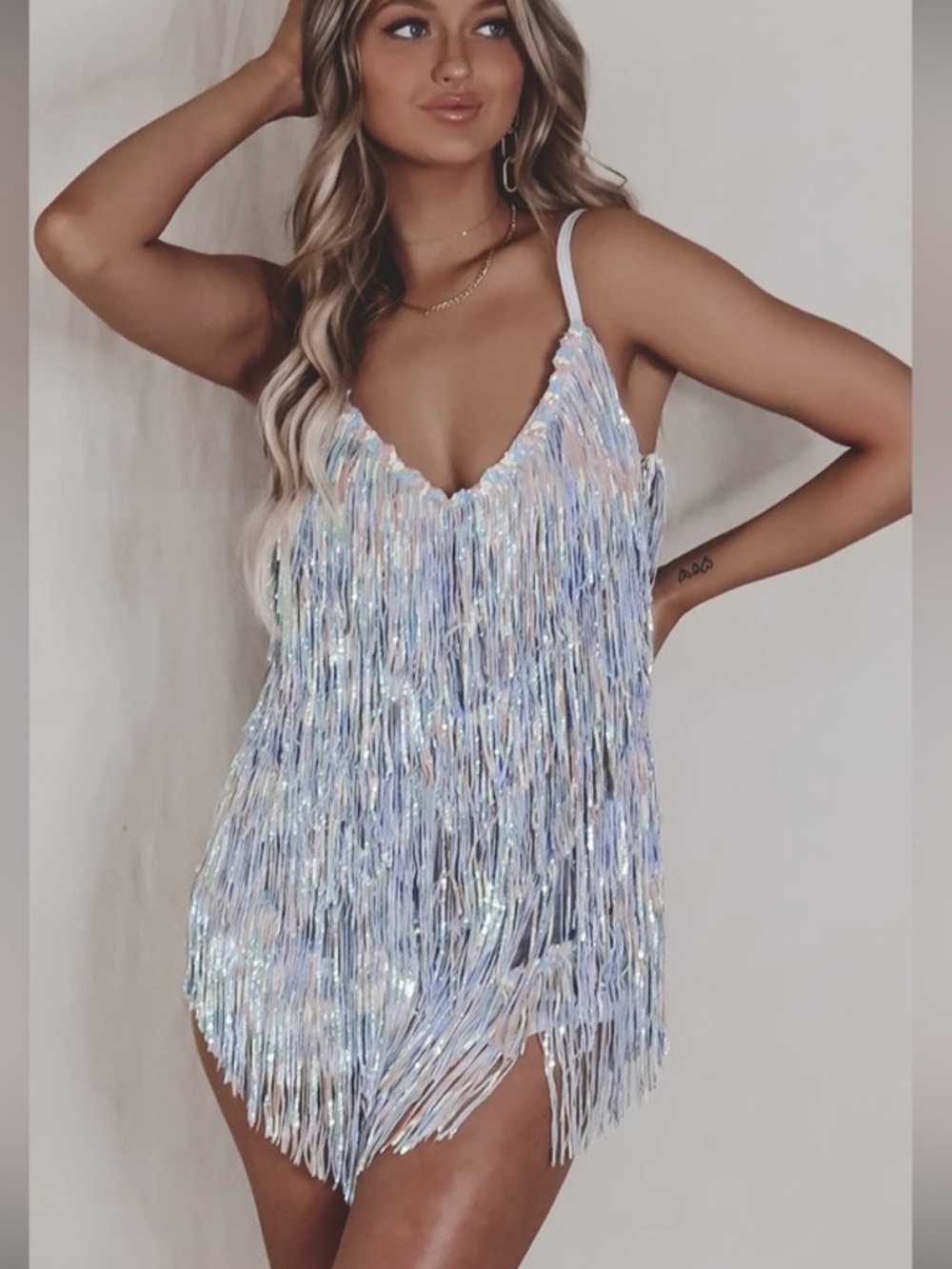 Amazing lace Shake It My Way Short Fringe Mini Dress